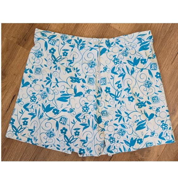 Allyson Whitmore Golf Skort Sz 14P Blue & White Floral Built in Shorts 2 Pockets - Picture 1 of 8